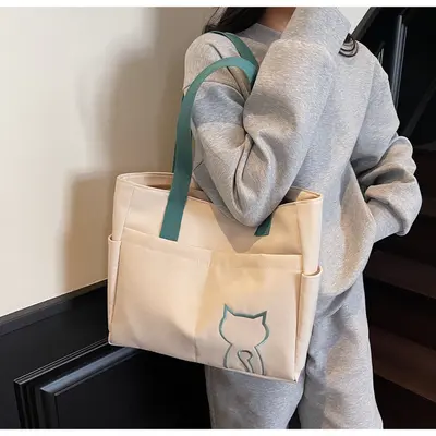 2025 neue großvolumige Handtasche für Pendler, elegante und vielseitige Tote-Tasche, hochwertige literarische und künstlerische Business-Umhängetasche