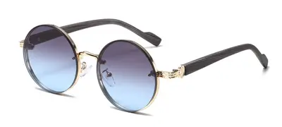 Unisex Classic Metal Round Frame Sunglasses, American Style - 12