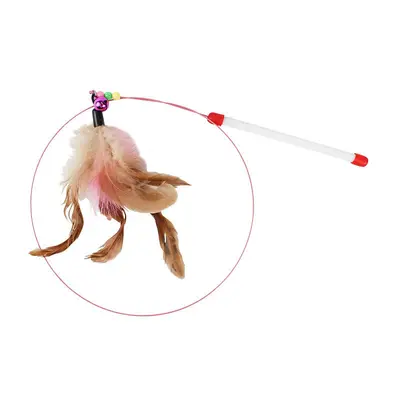 Cat teaser wand toy with two-color feathers, high durability, 6 pcs - 7