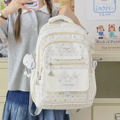 Star Polka Dot Lightweight Backpack for Girl Students - 5