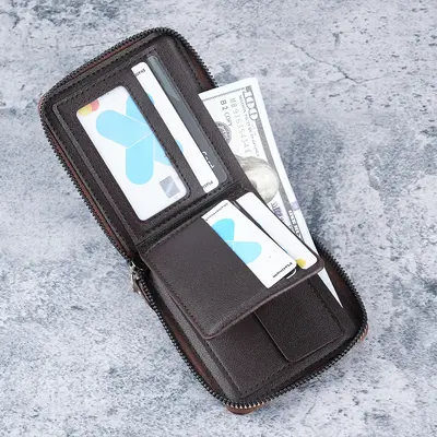 Men's Short Wallet with Multiple Card Slots and Large Coin Pocket - 3