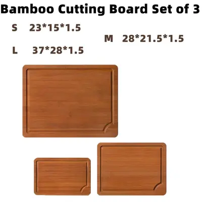 Carbonized Bamboo Cutting Board 3-Piece Set with Non-Slip Mat and Stand - 10