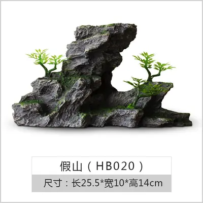 Grey Artificial Dragon Stone Aquarium Decoration Set with Hiding Cave and Plants - 13