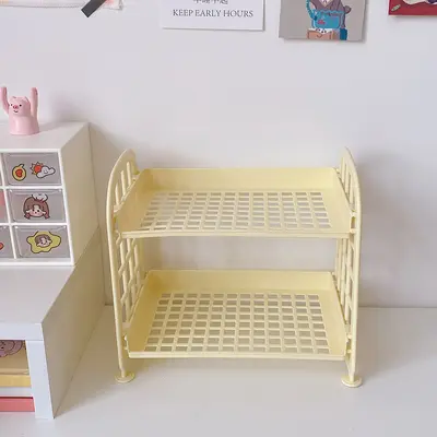 New ins cosmetic jewelry double-layer foldable storage shelf simple home desktop bathroom storage rack storage shelf - 9