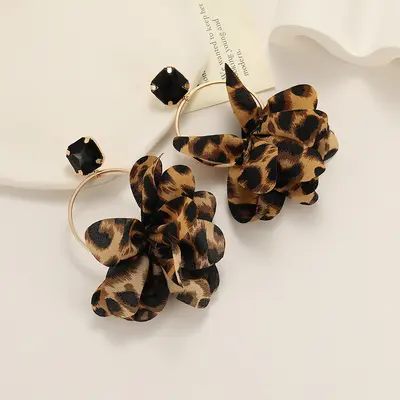 Leopard print large hoop earrings vintage punk style