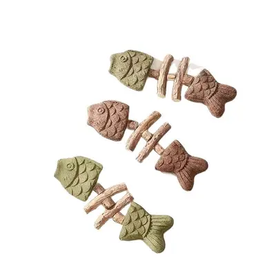 猫咪玩具鱼骨头木天蓼猫薄荷磨牙棒仿真鱼耐咬洁齿自嗨解闷逗猫棒