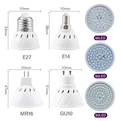 Sınır ötesi E27 bitki yetiştirme lambası fincanı LED bitki lambası fincanı 48 boncuk 60 boncuk 80 boncuk etli fide ekstra ışık stokta