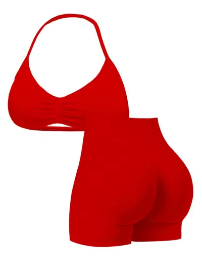 DFYNE dikişsiz naylon halter atlet, yüksek bel tayt takımı, yoga kıyafeti - 10