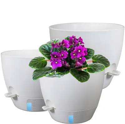 Self-Watering Plastic Planter with Visible Water Level for Balcony and Garden - 11