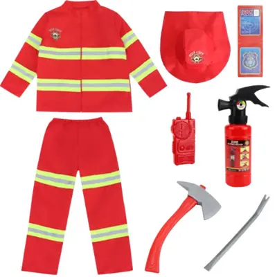 Children's Firefighter Costume, Role-Play Fire Brigade Training Set - 6