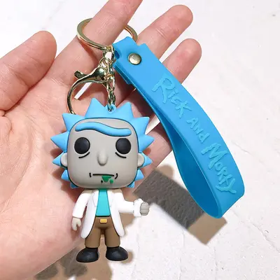 Rick and Morty Anime Keychain with Crazy Scientist Rick Pendant - 9