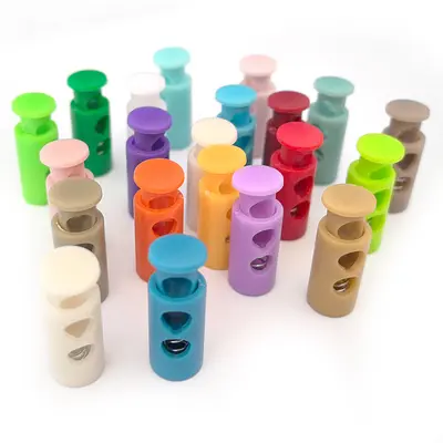 Kunststoff-Farbfedern-Schnallenverschluss, zweilöchrige zylindrische Seilschnalle, Daunenjacken-Verstellschnalle, Elastic-Stopper, Rutschfester Verschluss, Glockenform-Schnalle - 6