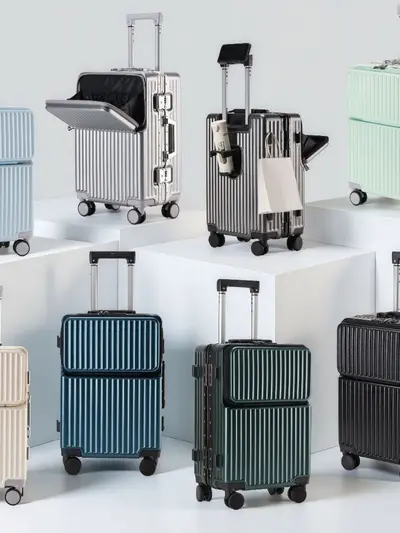 Aluminium-Koffer mit Vorderöffnung, Trolley 20 Zoll Bordgepäck, große Kapazität, Reisekoffer mit leisen Universalrollen, Zahlenschloss