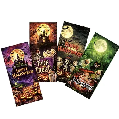 Halloween Candy Bag with Pumpkin and Bat Design