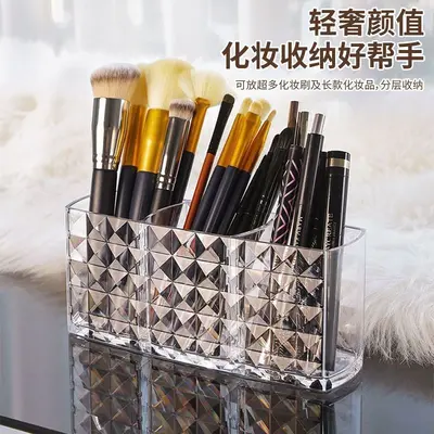 Acrylic cosmetic organizer, 3-compartment transparent box - 3