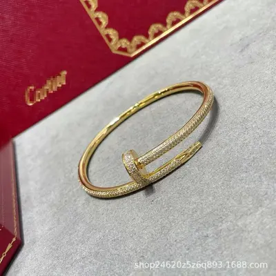 V-gold nail couple bracelet 18K rose gold elastic - 9