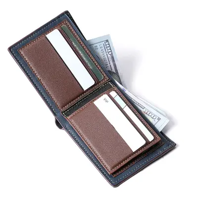 Men's Short Business Wallet with Zipper Coin Pocket and Multiple Card Slots - 3