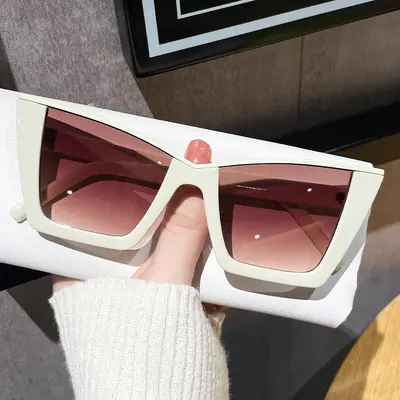 Gold-Accent Cat-Eye Sunglasses, UV400 Protection, Minimalist - 4