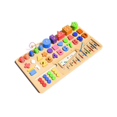 Çocuk Eğitici Meşgul Tahta, 1-3 Yaş, Geometrik Şekil ve Sayı Yapı Blokları