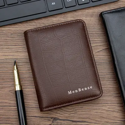 Classic Stone Pattern Slim Vertical Men's Leather Wallet with Card Slots - 9