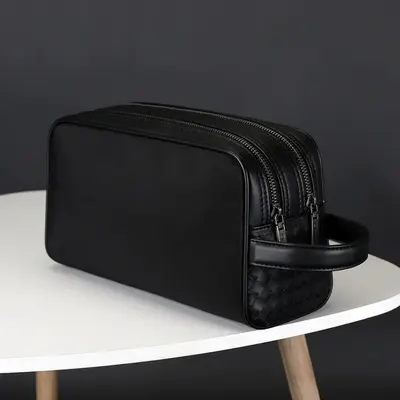 Men's Clutch, Handwoven Toiletry Bag, Double-Layer with Zipper - 8