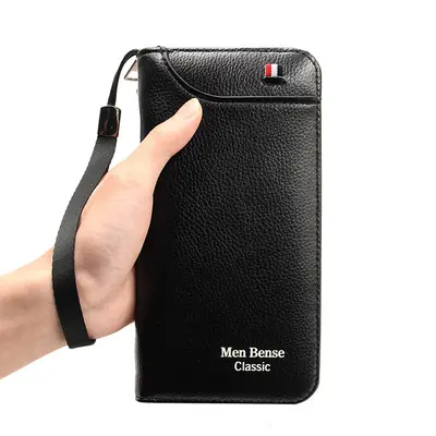 Long Men's Zip Wallet with Multiple Card Slots, Large Capacity - 6