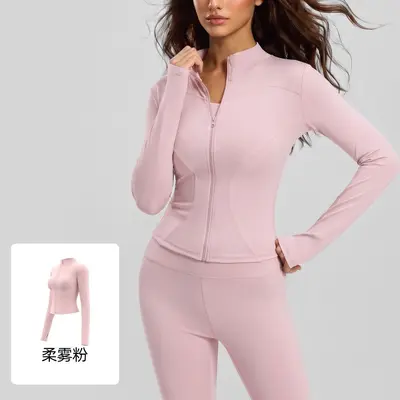Juyitang sıkı yoga ceketi slim fit spor koşu spor yoga ceketi - 7