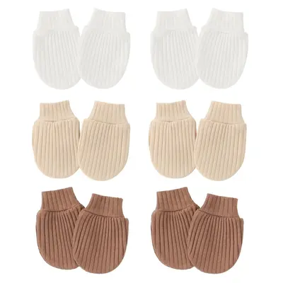 Newborn Anti-Scratch Face Gloves with Ribbed Edge and Foot Covers - 1