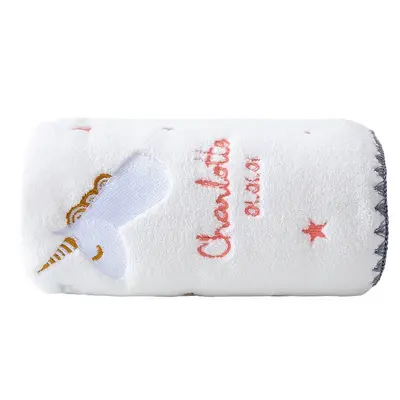 Coral velvet bath towel, absorbent, soft, cartoon embroidered - 5