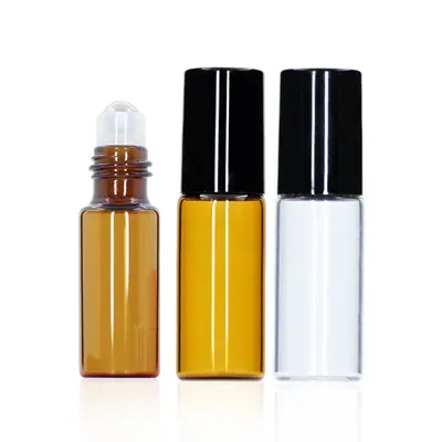 Kahverengi cam uçucu yağ dağıtıcı şişe 5ml ışık geçirmez roll-on şişe, taşınabilir parfüm örnek şişesi 2ml kahverengi roll-on şişe.