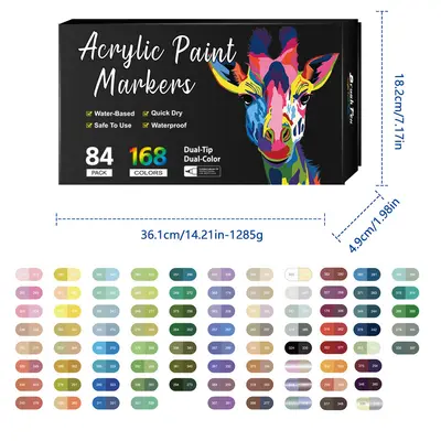 Acryl-Markerstift-Set mit 72 Farben und Doppelspitze - 12