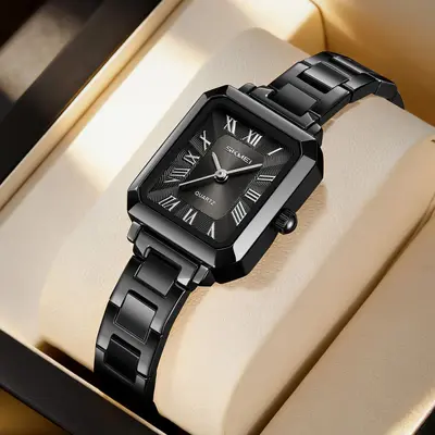 Shike Mei luxury women's watch, square design steel band waterproof - 13