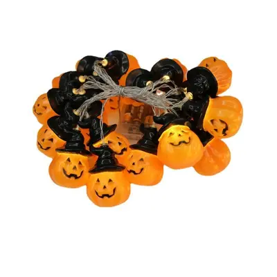 Halloween LED String Lights with Pumpkin and Ghost Decorations, Battery-Powered