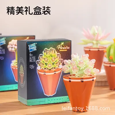 Mini yapay bitki blokları saksı modeli oyuncak - 5