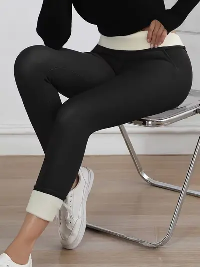 Kadın Polar Astarlı Cepli Kış Taytı Elastik Spor Yoga Pantolonu
