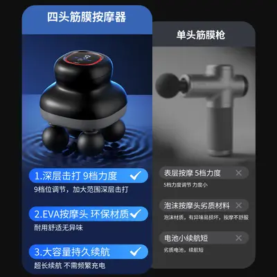 Four-Head Mini Massage Gun with LCD Display, Strong Vibration - 5