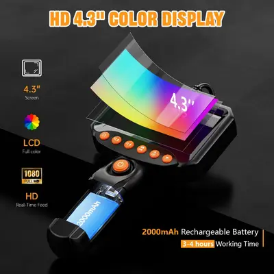 Endoscope Camera, 1920P HD, 4.3 inch LCD Display