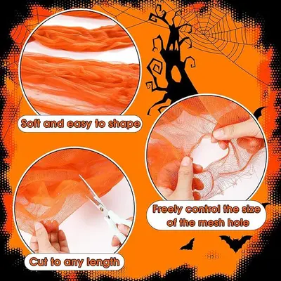 Amazon Halloween Valentine's Day Wedding Party Decoration Atmosphere Setup Colorful Ghost Costume Fine Gauze Tablecloth