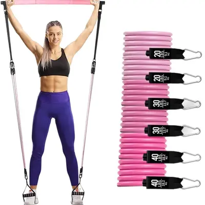 Pilates Bar Set with Resistance Band, Stretching Yoga Fitness Bar - 5