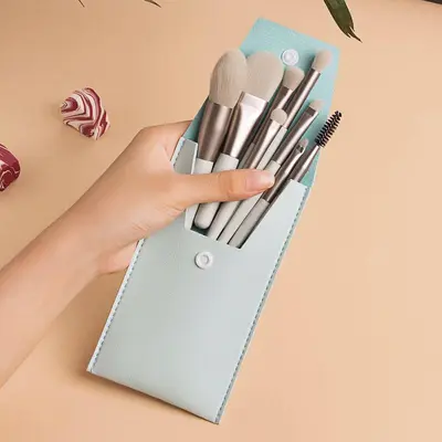 8 mini makeup brush set Morandi portable soft hair beauty tool set for beginners - 12