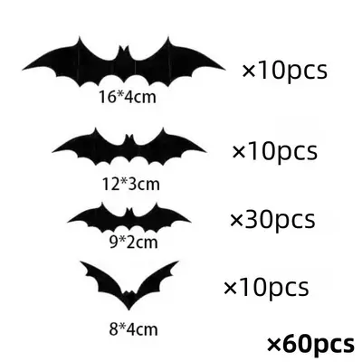 Halloween Decoration Set, 3D Black Spider and Bat Wall Stickers - 8