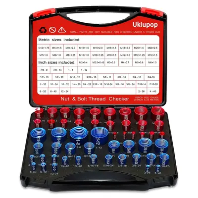 52 Piece Nut and Bolt Thread Checker Thread Gauge Set, 28 inch and 24 Metric, in Box
