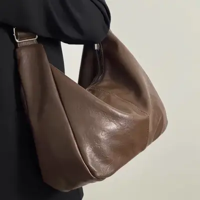 Women's PU Leather Crossbody Bag, Waterproof, Minimalist Dumpling Style - 2