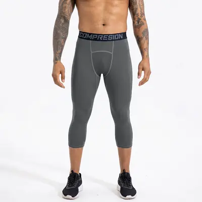 Men's Polyester 3/4 Length Compression Leggings, Quick-Dry Sports - 7