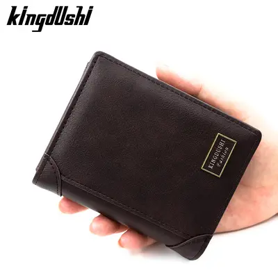 Erkek retro dikey fermuarlı kısa cüzdan, üç katlı, bozuk para bölmeli - 8