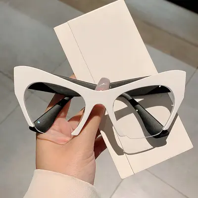 Retro Cat-Eye Half-Frame Glasses, Anti-Blue Light Lenses