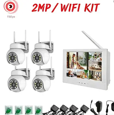 2-Megapixel 4-Kanal drahtloses WIFI-PTZ-Sicherheitskamerasystem mit bidirektionaler Audiofunktion und Monitor-Set