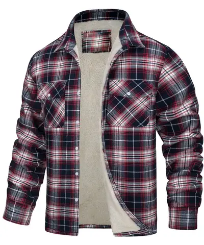 Herrenjacke mit Fleecefutter, Karomuster, lockere Passform - 10