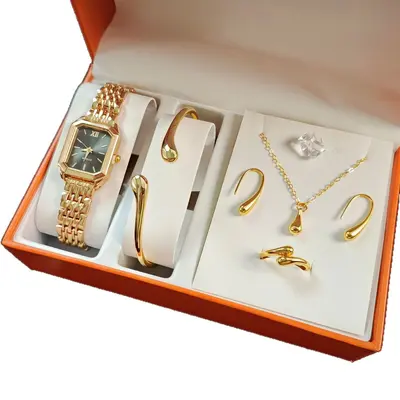 Square Ladies' Quartz Watch with Steel Band, Fashion Design