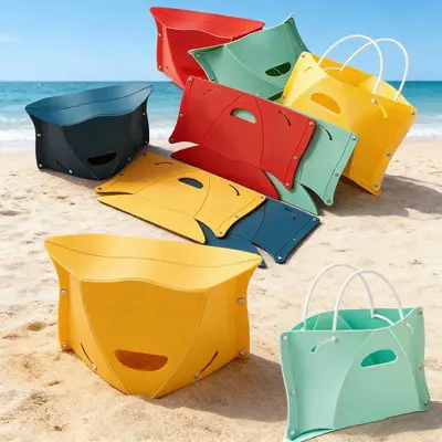 Wholesale plastic folding stools, portable Mazar home storage folding stools for outdoor camping and fishing, simple benches